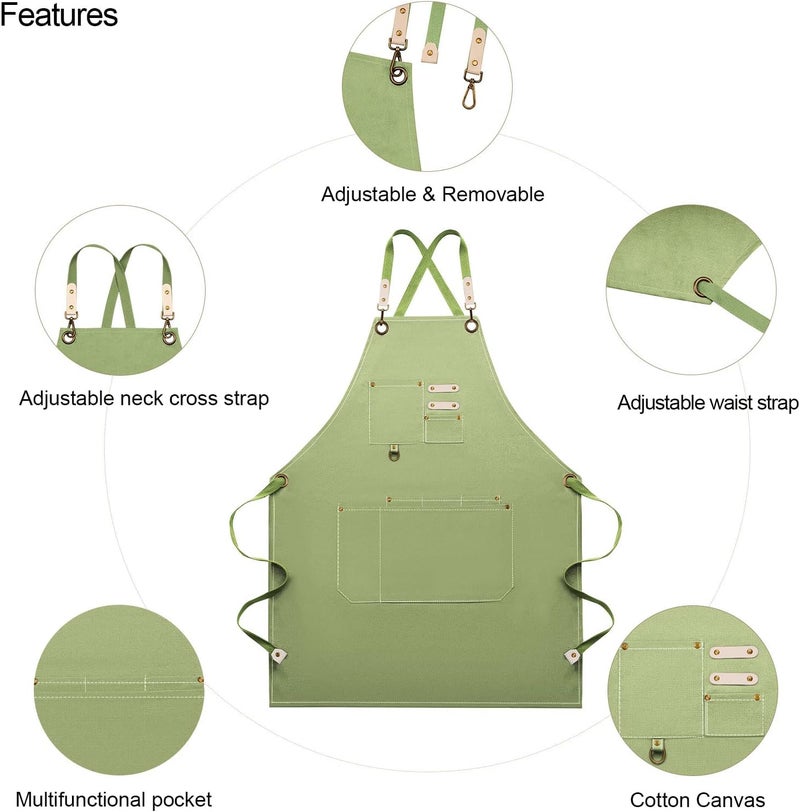 Dulabi Apron, Adjustable Chef Apron for Women and Men with Large Pockets, Cooking Kitchen Apron with Back Straps - Image 2